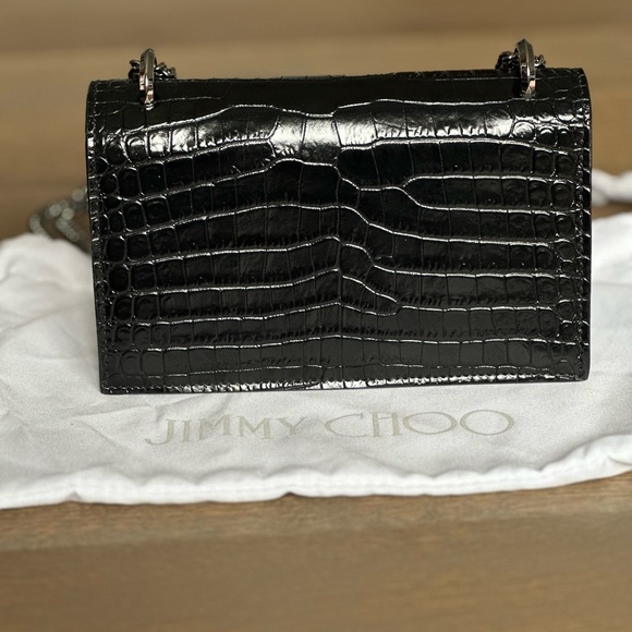 PARIS CROC-EMBOSSED LEATHER MINI BAG IN BLACK - Picture 3 of 13